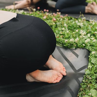 Close-up on a person breathing calmly during a workout.